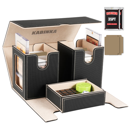 KABINKA MTG Deck Box with 2 Commander Windows, Removable Card Storage Box with Dice Tray Holds 420+ Cards, Magnetic Card Deck Box for TCG CCG EDH
