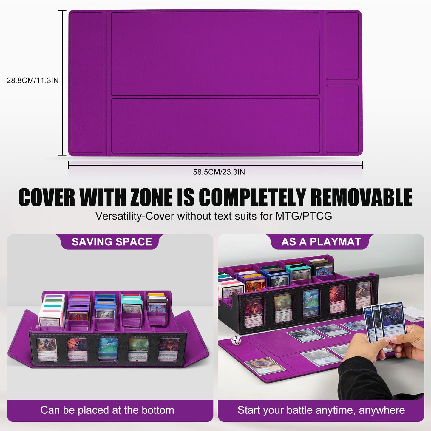 Trading Card Storage Box with Commander Display , 5-Row Deck box with Removable Lid; 3900+ Card Deck Box for MTG TCG Sports Card, 5 Toploaders, 5 Stoppers, 48 Dividers,1 Dice Tray