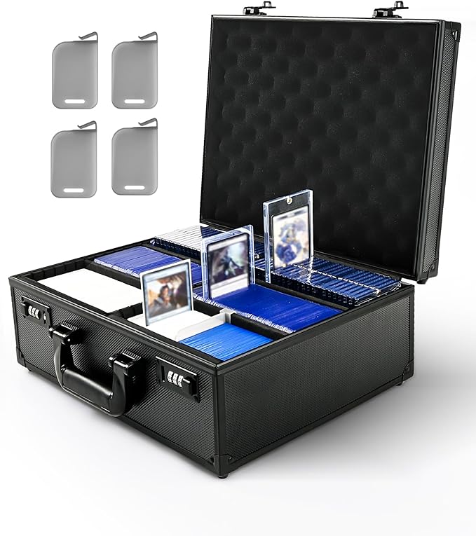 Kabinka Toploader Storage Box for 3" X 4" 35pt Rigid Card, Trading Card Storage Box Toploader with Combination Lock, Top Loader Card Storage Hard Case, Sports Card Case (Holds 600+ Toploaders)