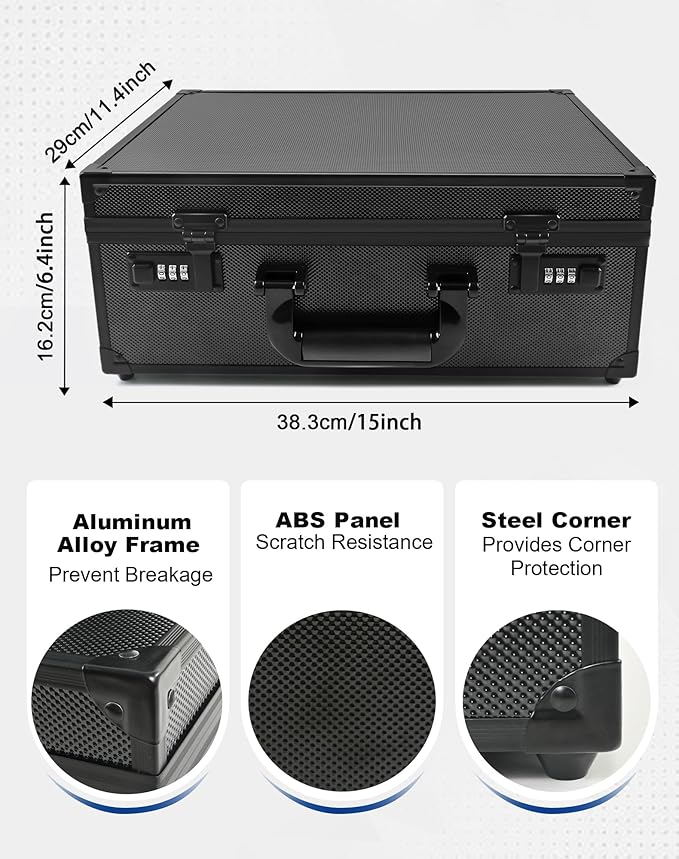 Kabinka Toploader Storage Box for 3" X 4" 35pt Rigid Card, Trading Card Storage Box Toploader with Combination Lock, Top Loader Card Storage Hard Case, Sports Card Case (Holds 600+ Toploaders)