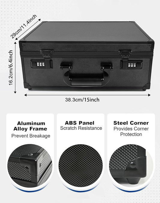 Kabinka Toploader Storage Box for 3" X 4" 35pt Rigid Card, Trading Card Storage Box Toploader with Combination Lock, Top Loader Card Storage Hard Case, Sports Card Case (Holds 600+ Toploaders)