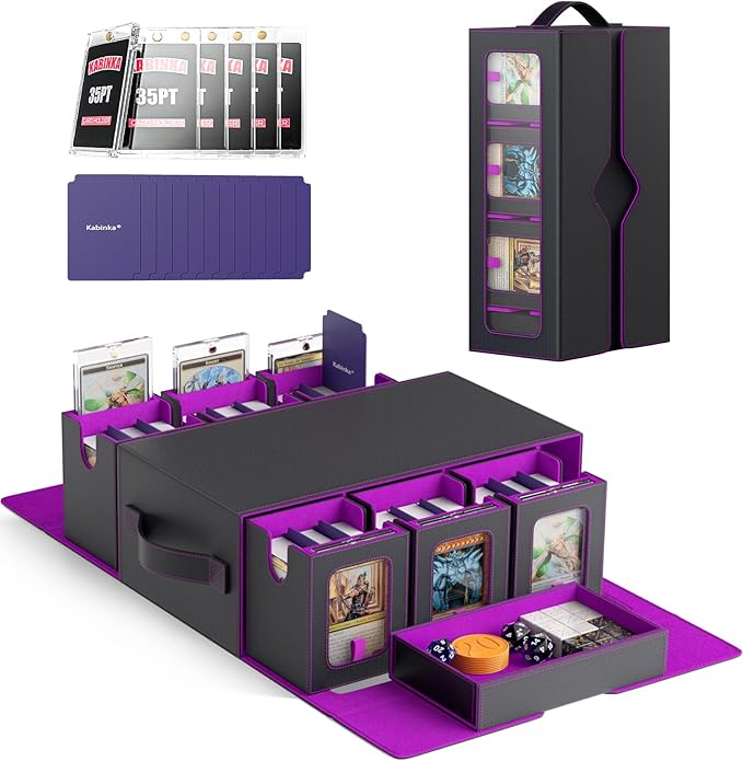 Commander Deck Box for MTG, 6-Deck Modular Card Case with Dice Tray Holds 600+ Double-sleeved Cards, Removable Trading Cards Storage Box with 35PT Magnetic Card Holders for TCG