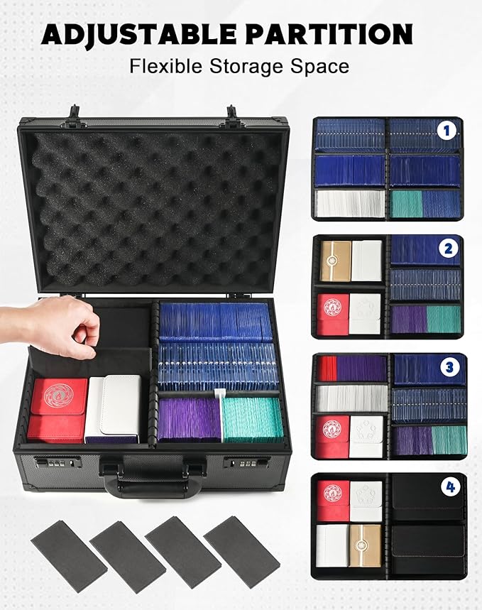 Kabinka Toploader Storage Box for 3" X 4" 35pt Rigid Card, Trading Card Storage Box Toploader with Combination Lock, Top Loader Card Storage Hard Case, Sports Card Case (Holds 600+ Toploaders)