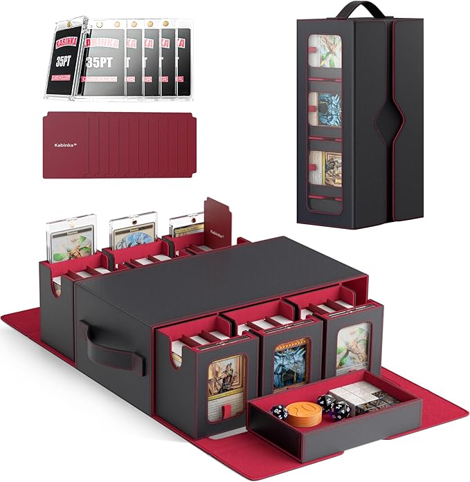 Commander Deck Box for MTG, 6-Deck Modular Card Case with Dice Tray Holds 600+ Double-sleeved Cards, Removable Trading Cards Storage Box with 35PT Magnetic Card Holders for TCG